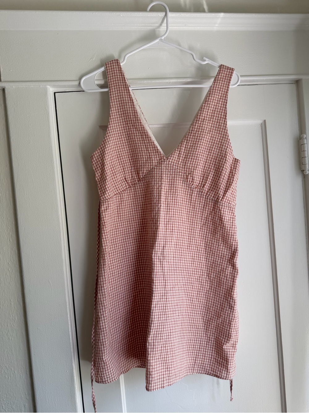 Rhythm Dusty Rose Gingham V-Neck Mini Dress